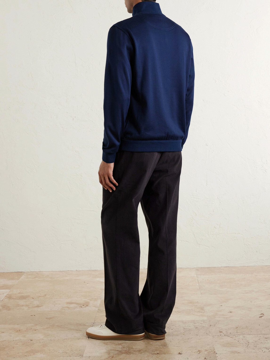 Kiton - Cotton and Silk-Blend Zip-Up Sweater - Blue