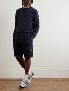 Stone Island - Straight-Leg Logo-Appliquéd Garment-Dyed Cotton-Jersey Shorts - Blue