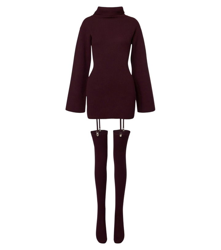 Photo: Aya Muse Cursa ribbed-knit wool minidress and tights set