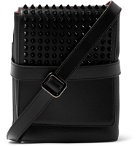 Christian Louboutin - Benech Spiked Smooth and Full-Grain Leather Messenger Bag - Black