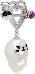 JIWINAIA Silver Kitten Baroque Pearl Single Earring