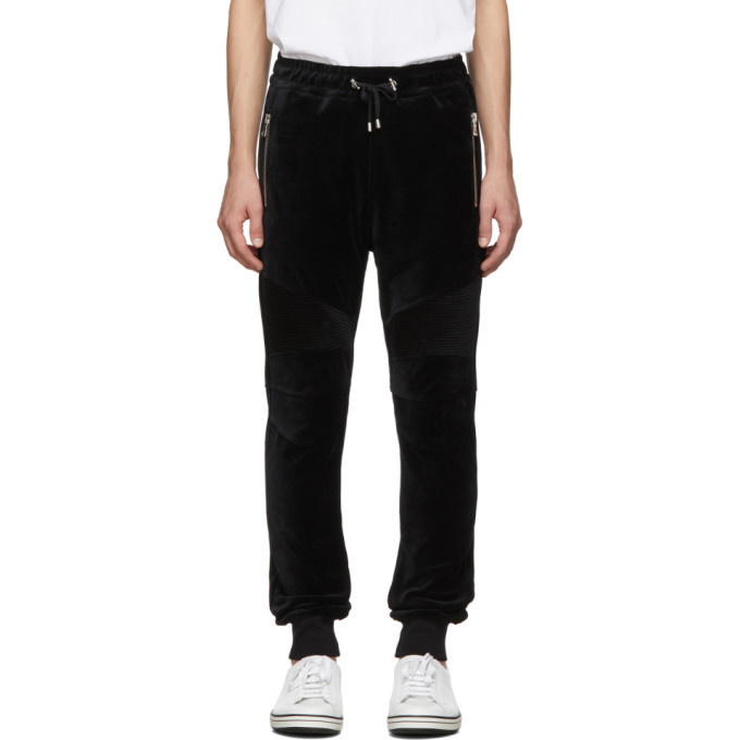 Photo: Balmain Black Velvet Ribbed Lounge Pants