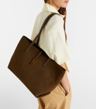 DeMellier Tokyo leather-trimmed suede tote bag