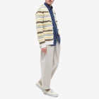 Beams Plus Men's Fair Isle Jaquard Cardigan in Off White