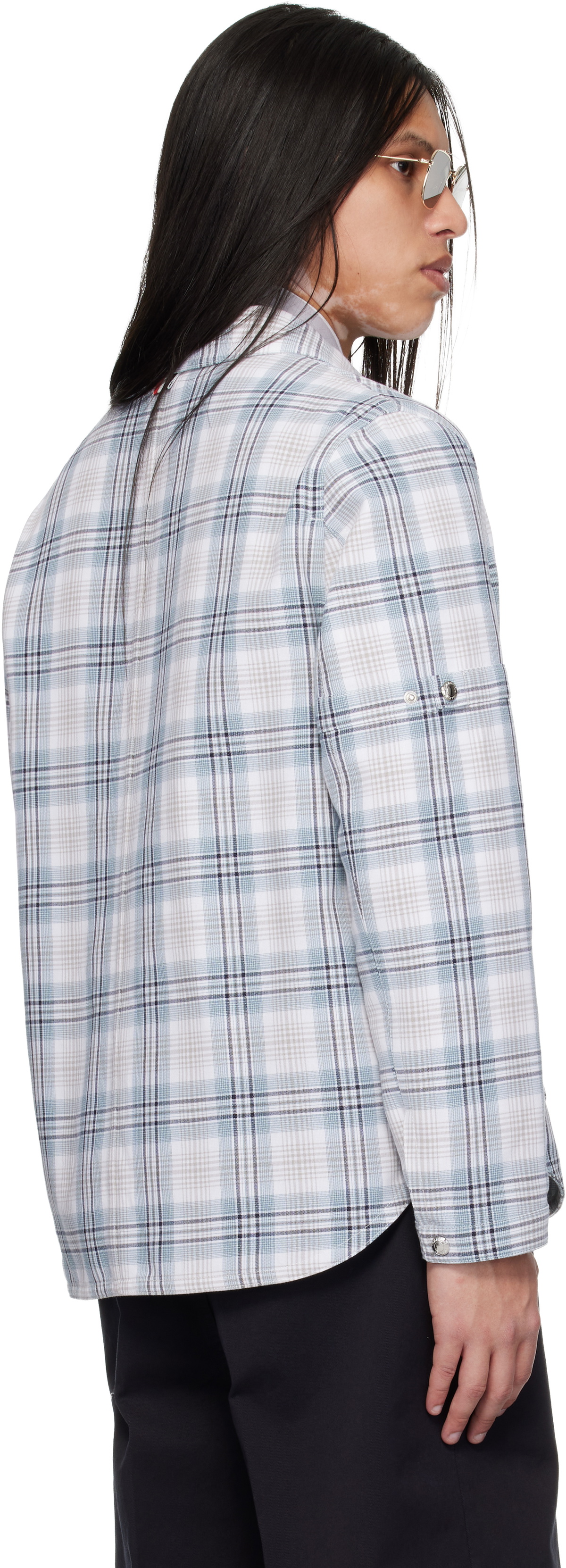 Thom Browne Gray Windowpane Plaid Armband Utility Jacket
