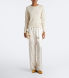Dôen Lavona floral jacquard wide-leg pants