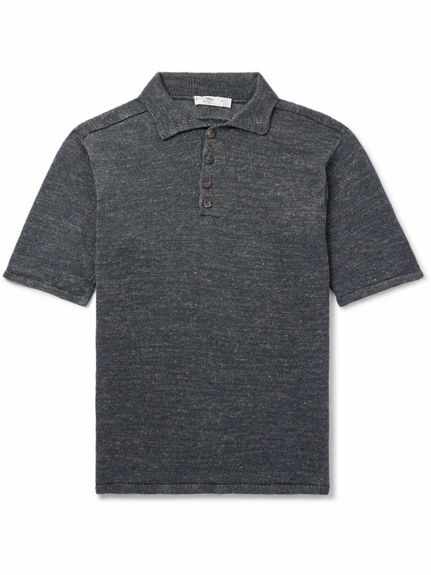 Photo: Inis Meáin - Knitted Linen Polo Shirt - Gray