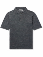Inis Meáin - Knitted Linen Polo Shirt - Gray