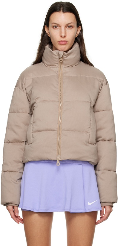 Photo: Girlfriend Collective Beige Cropped Puffer Jacket