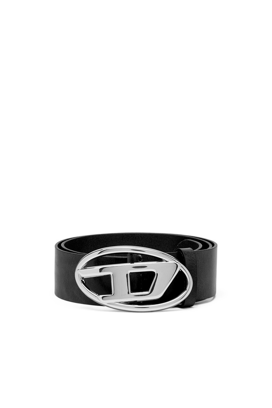 Photo: Diesel 3.9cm leather belt with shiny Oval D logo buckle - Belts Womens in Black