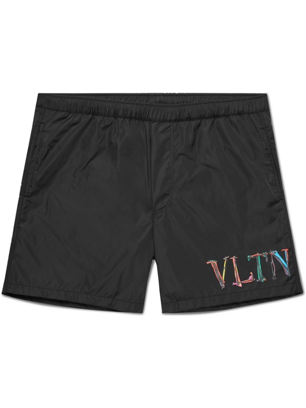 Photo: VALENTINO - Mid-Length Logo-Print Swim Shorts - Black - IT 44