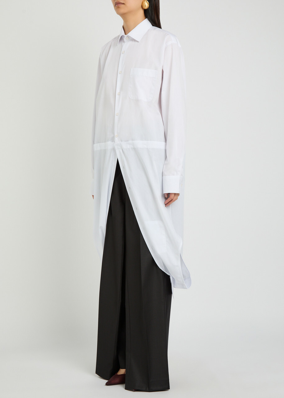 Bettter Double-shirt Cotton-blend Poplin Midi Dress White