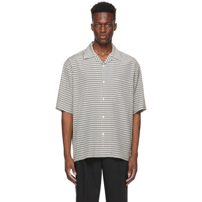 Photo: Solid Homme White Check Camp Short Sleeve Shirt