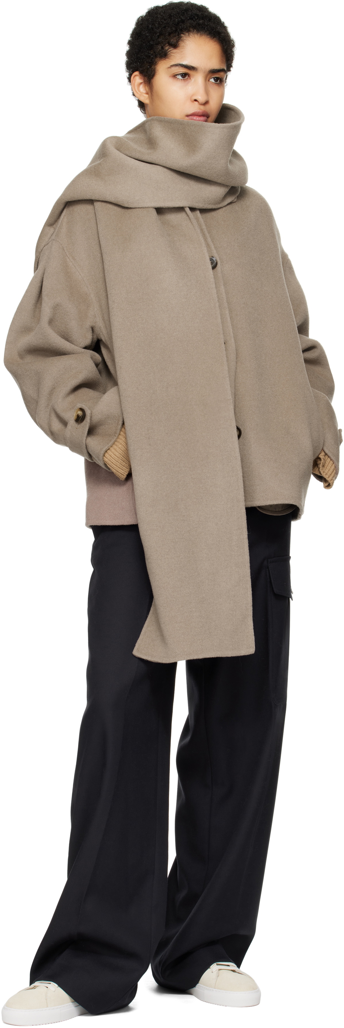 Axel Arigato Taupe Dew Scarf Detailed Jacket