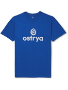 OSTRYA - Emblem Logo-Print Cotton-Blend Jersey T-Shirt - Blue