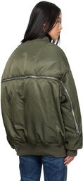 R13 Green Zip Out Down Bomber Jacket