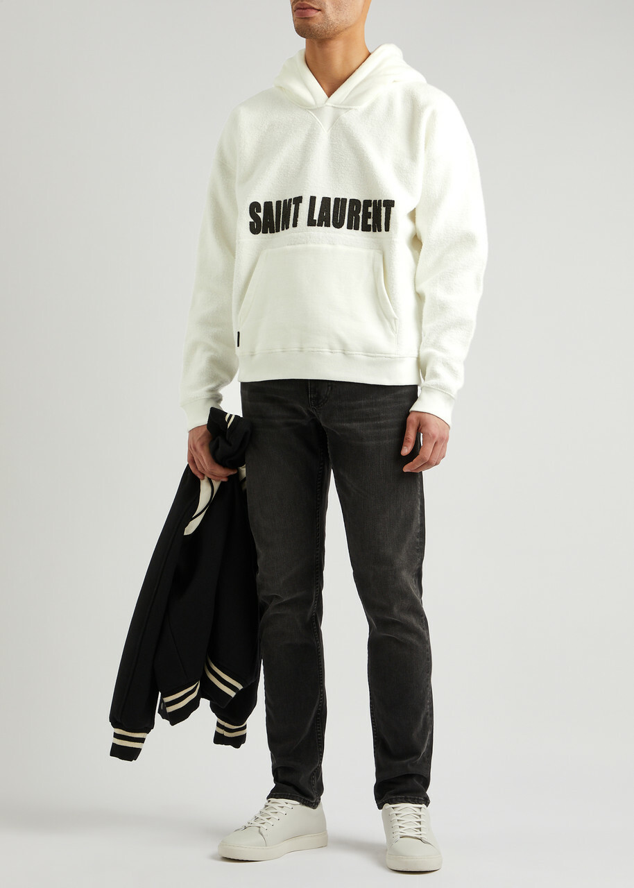 パーカー・フーディ SAINT LAURENT BLACK AND WHITE COTTON SWEATSHIRT Saint Laurent Hoodie | Saint Laurent | YSL CH