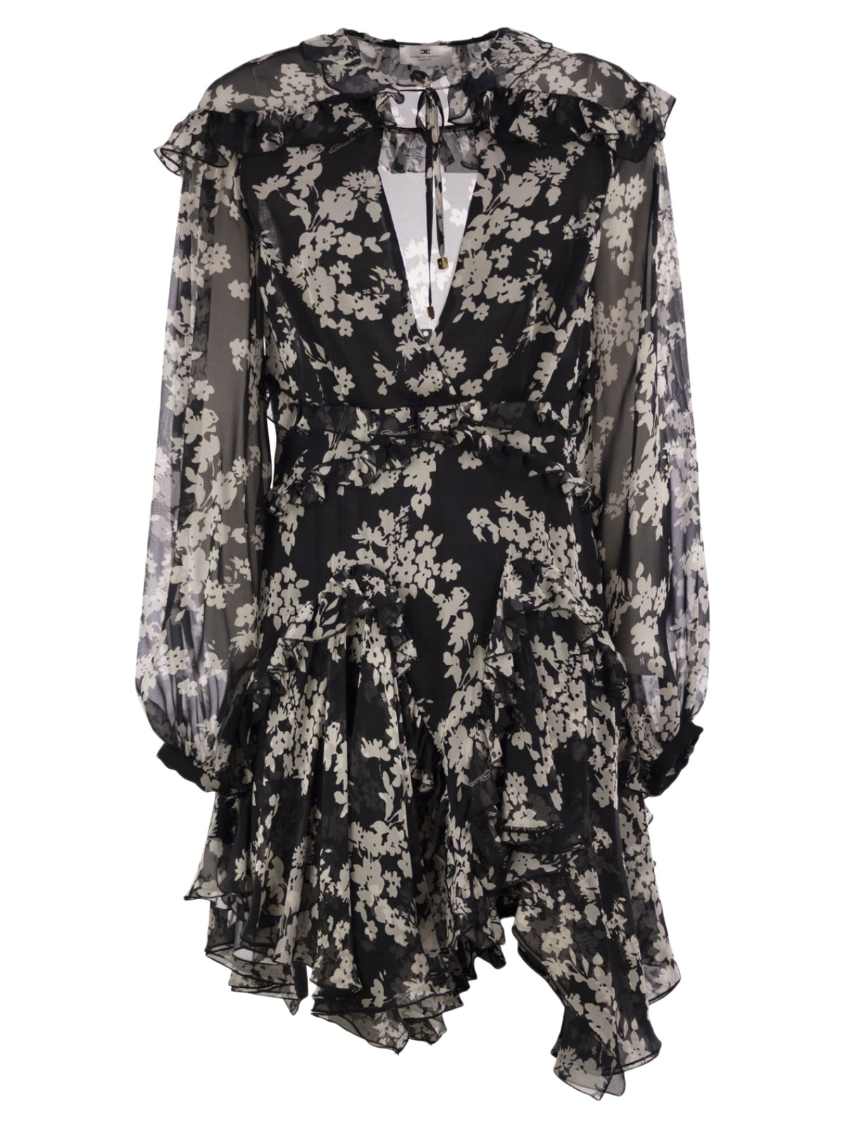 ワンピース ELISABETTA FRANCHI Printed silk voile dress with ruffles Silk voile printed dress with ruffles | Elisabetta Franchi