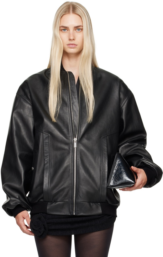 Photo: Magda Butrym Black Oversized Leather Jacket