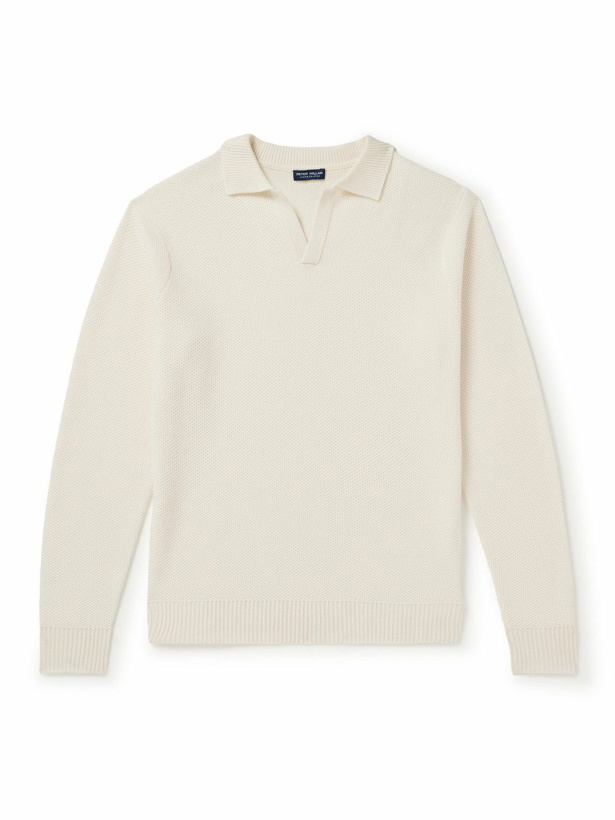 Photo: Peter Millar - Alpine Riviera Honeycomb-Knit Cashmere and Wool-Blend Polo Shirt - White