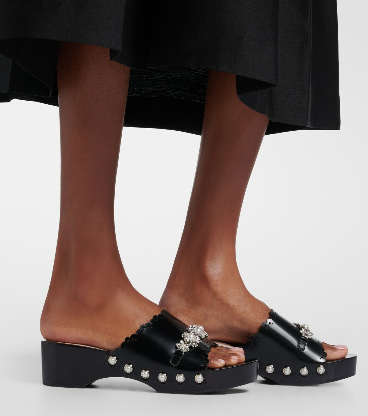Simone Rocha Embellished leather clogs