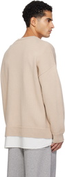 MM6 Maison Margiela Beige Two-In-One Varsity Knit Sweater