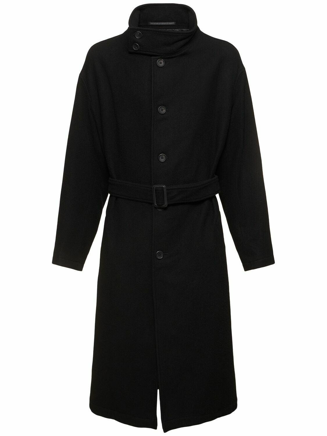 Ujoh STUDIOUS別注　STAND COLLAR COAT BLACK YOHJI YAMAMOTO J-stand Collar Wool Blend Coat Yohji Yamamoto