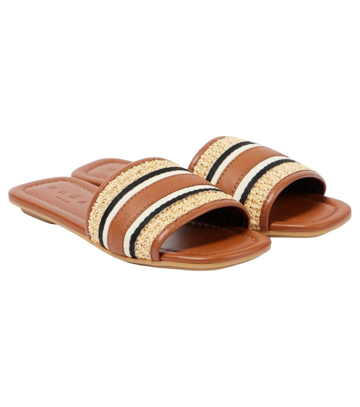 Photo: Hogan Striped leather-trimmed slides