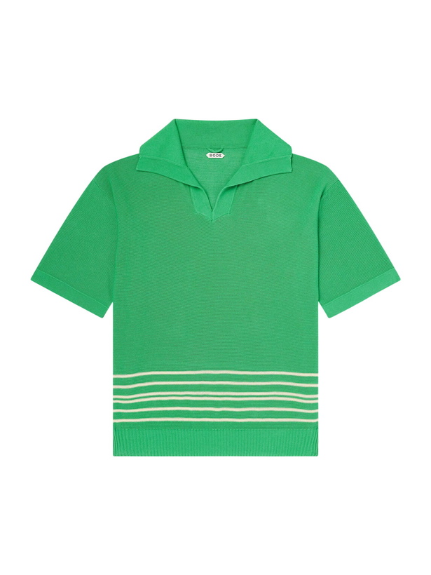 Photo: BODE - Bentgrass Striped Cotton Polo Shirt - Green