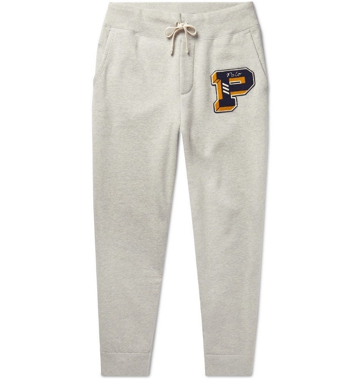 Photo: Polo Ralph Lauren - Tapered Logo-Appliquéd Mélange Fleece-Back Cotton-Blend Jersey Sweatpants - Men - Gray
