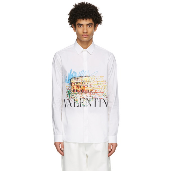 Photo: Valentino White Poplin Roman Sketches Shirt