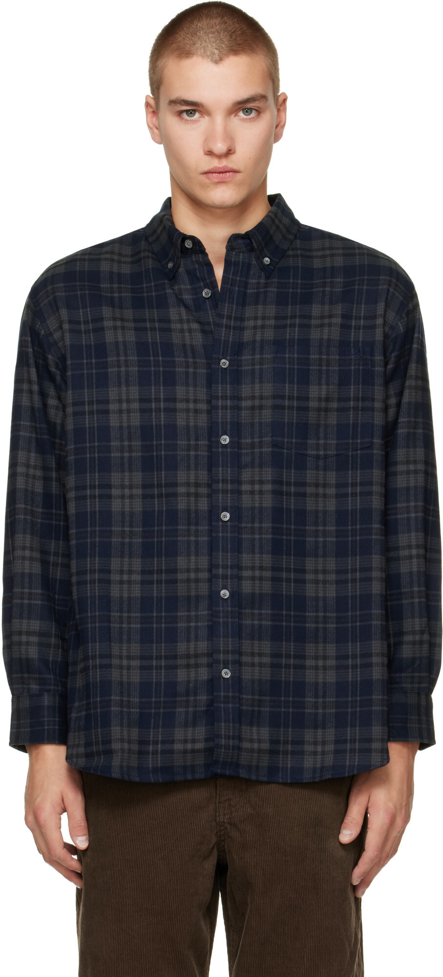 Dunst Navy Check Flannel Shirt