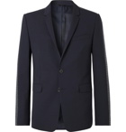 Fendi - Navy Logo Jacquard-Trimmed Stretch-Virgin Wool Suit Jacket - Blue