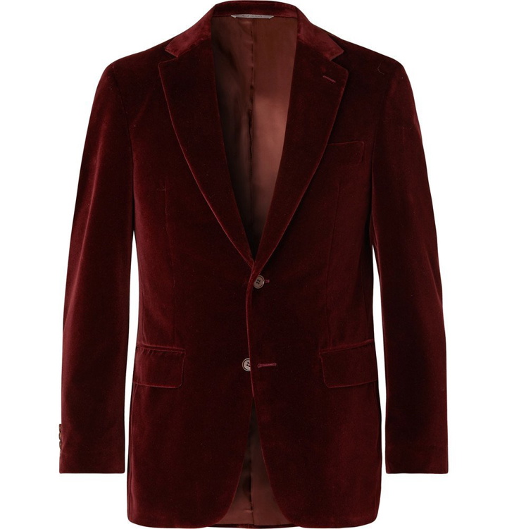 Photo: Canali - Burgundy Slim-Fit Cotton-Velvet Blazer - Burgundy