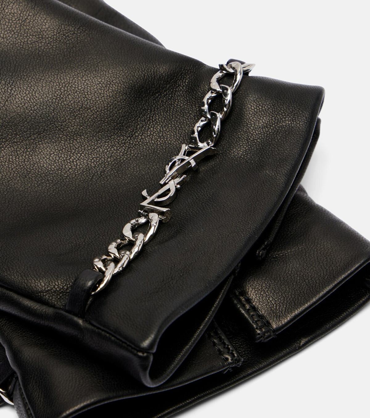 Saint Laurent Chain-detail leather gloves
