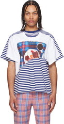 Charles Jeffrey LOVERBOY White & Navy Auld Hag Edition Double T-shirt