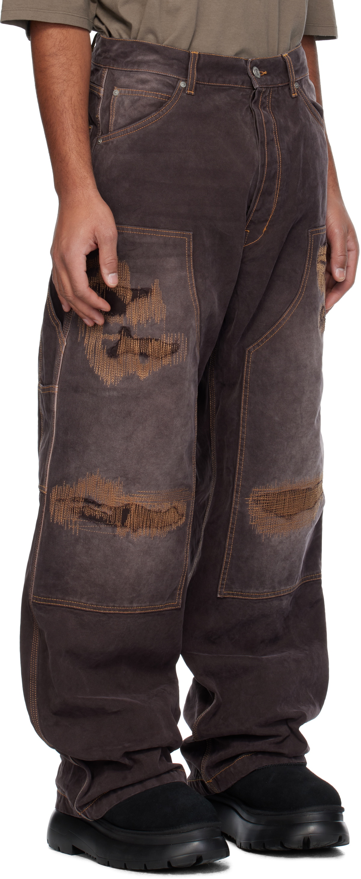 B1ARCHIVE Brown Wide Leg Carpenter Trousers