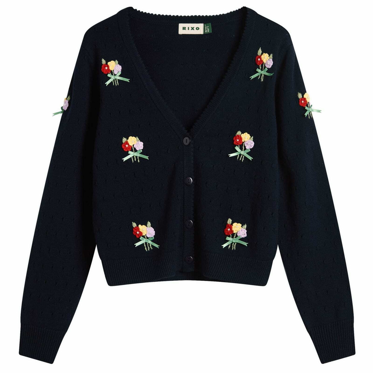 RIXO Women's Merinda Embellished Cardigan in Deep Navy