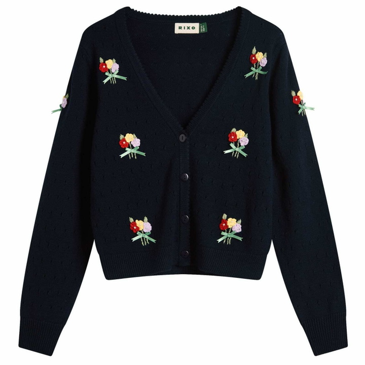 Photo: RIXO Women's Merinda Embellished Cardigan in Deep Navy