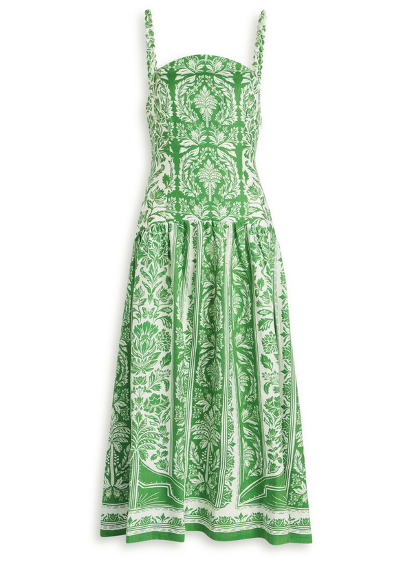 Photo: Farm Rio Tapestry Printed Linen Midi Dress Green