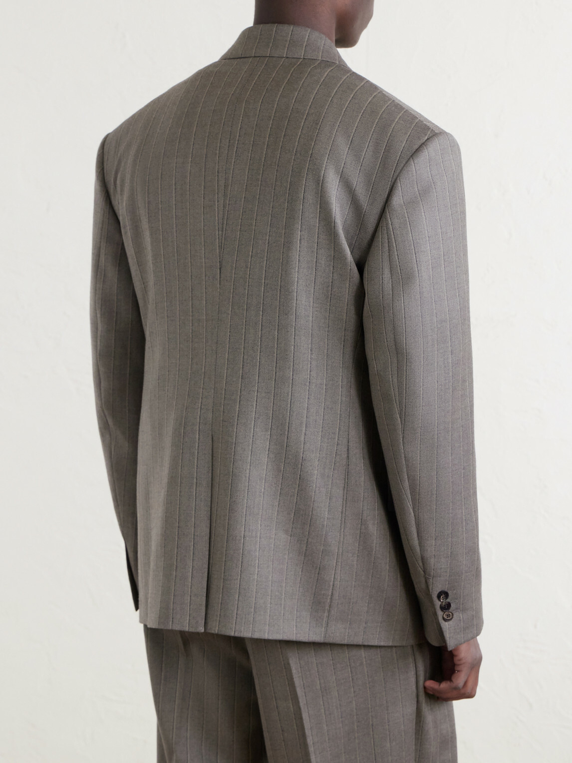 Versace - Double-Breasted Pinstriped Wool-Twill Blazer - Gray