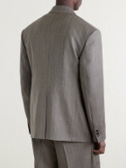 Versace - Double-Breasted Pinstriped Wool-Twill Blazer - Gray