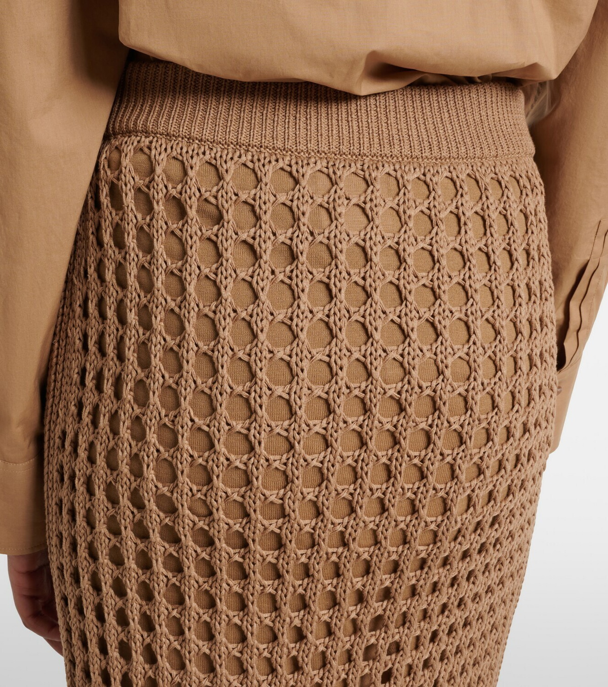 Max Mara Geode open-knit cotton midi skirt