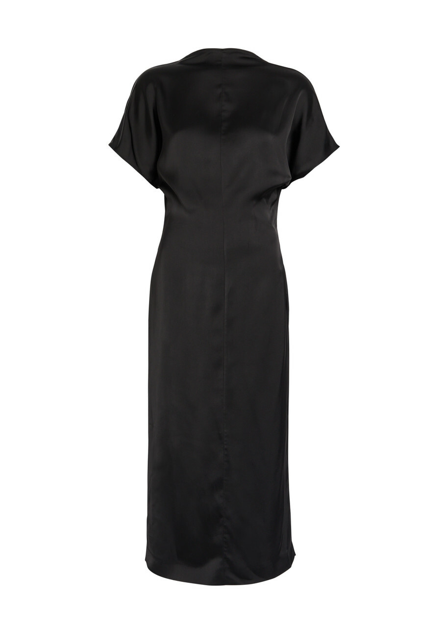 Tove Aker Low-back Satin Midi Dress Black