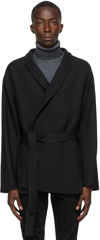 Photo: Ermenegildo Zegna Couture Black Wool Twill Coat