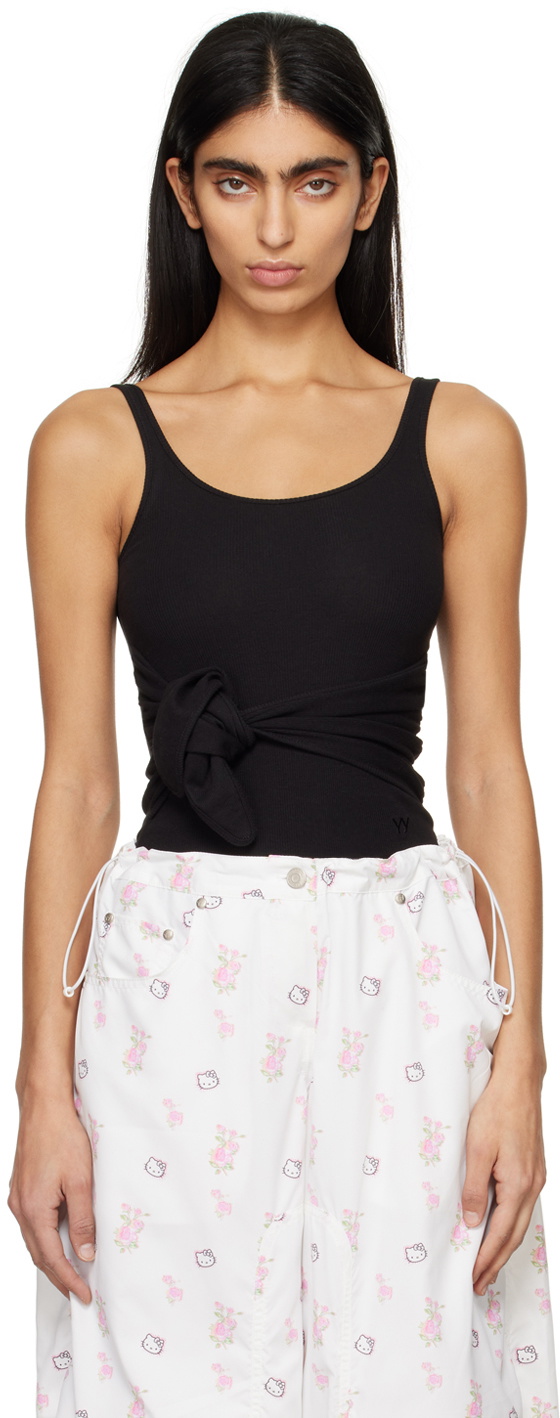 OPEN YY Black Knotted Tank Top