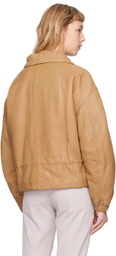Isabel Marant Beige Akiras Leather Bomber Jacket