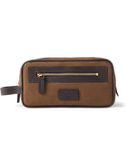 Kingsman - Leather-Trimmed Pebble-Grain Suede Wash Bag