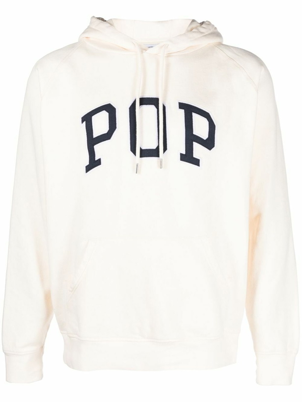 Photo: Pop Trading Company White Arch Logo Appliqué Hoodie