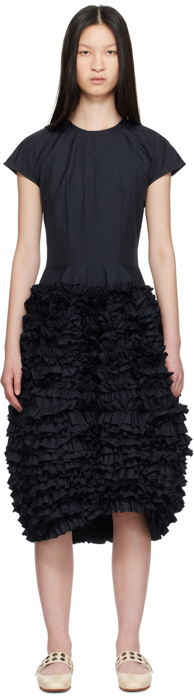 Molly Goddard Navy Nancy Midi Dress